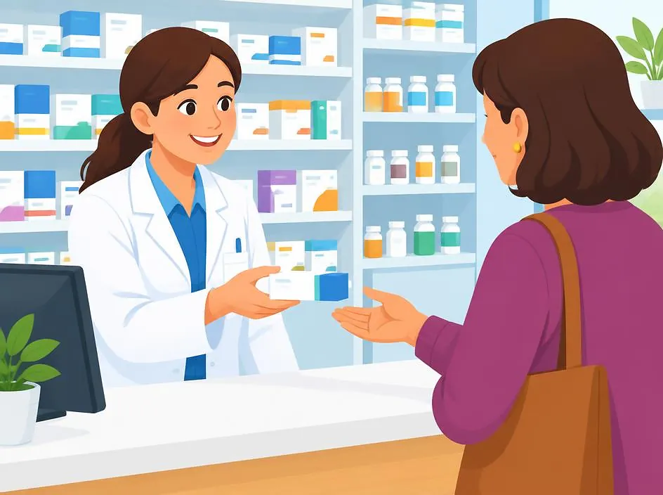 A pharmacist giving medicine