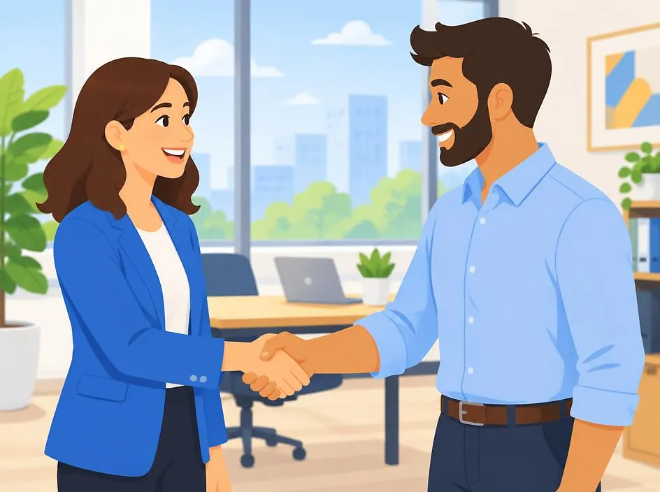 Two adults shaking hands