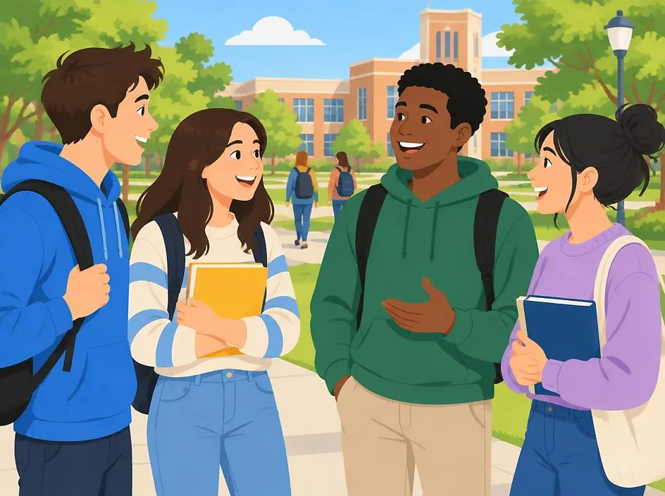 Students talking on campus