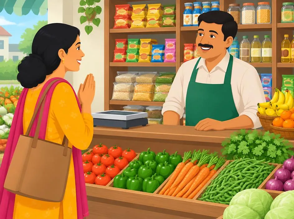 A customer greeting a shopkeeper