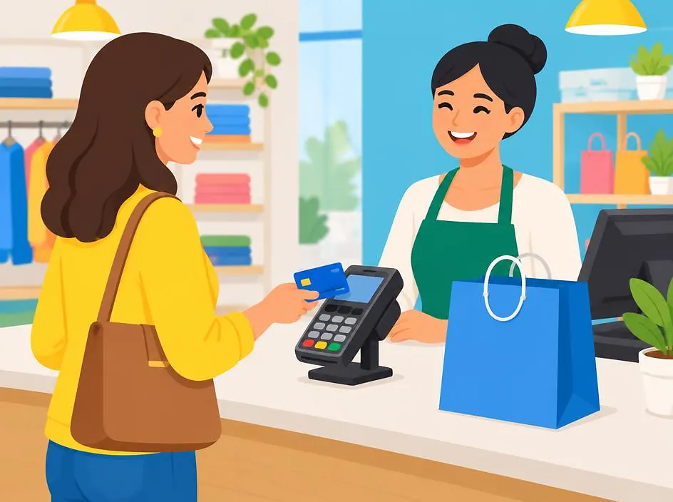 A customer paying with a card