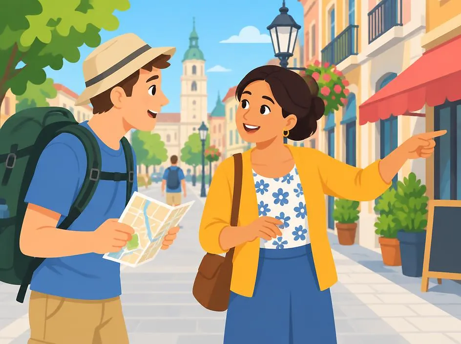 A tourist asking a local for directions
