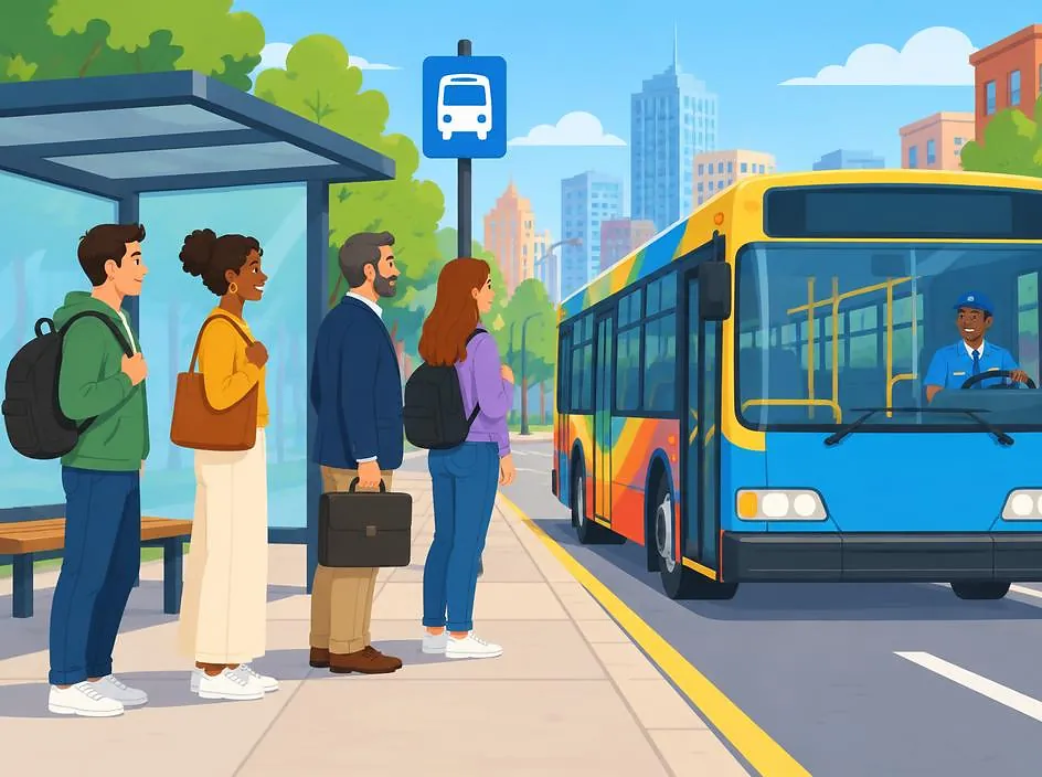 People at a bus stop